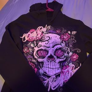 canvas skull hoodie